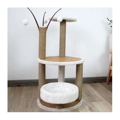 China Viable Cart Cat Activity Tree Tower Wood Large Cat Condo House Tree Modern Indoor Platforms for sale