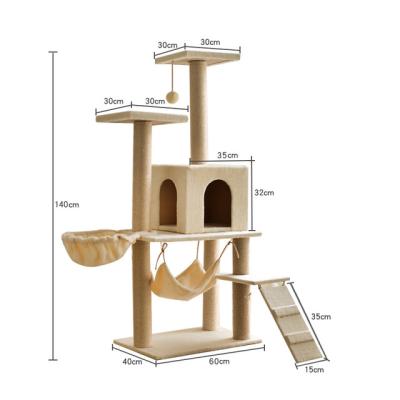 China Viable Manufacturer Design Cat Tower Tree With Pad Cat Climbing Modern Multi-Layer Wooden Cat Tree for sale