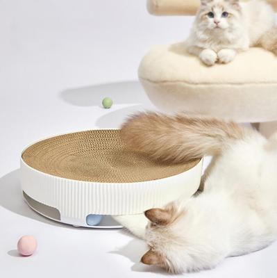 China Cat Scratcher Cardboard Pad Sustainable 3 in 1 Roll Round Toys Bed for Large Cats and Kitten for sale