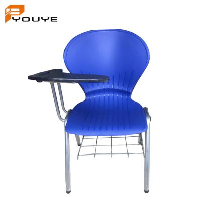 China Easy Assemble Back Economical Latest Writing Chair Plastic Training Chairs With Tablet for sale