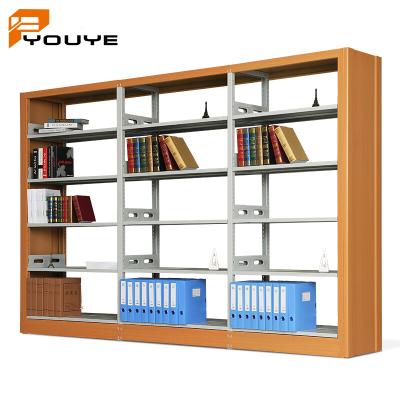 China Modern Custom Bookcase Furniture Steel Single Sided Bay Bookcase Shelf 3 5 Layers for sale