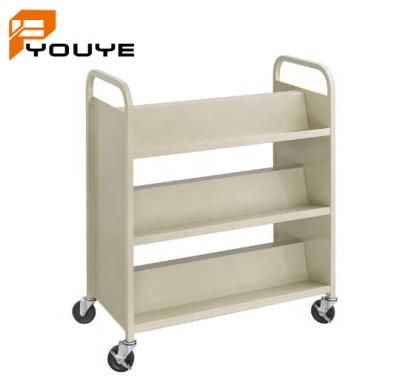 China Modern Cheap Modern V-Shaped Library Bookcase Trolley Full Metal Design School Furniture Book Trolley for sale