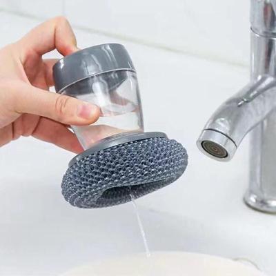 China Easy Clean Brush Kitchen Viable Soap Scrubber Kitchen Soap Holder Washing Tool Palm Brush Use Dispensing Cleaning Tool for sale