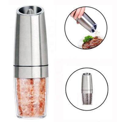 China Viable Electric Gravity Salt and Pepper Grinder Set with LED Light Adjustable Coarseness Automatic Pepper and Salt Grinder for sale