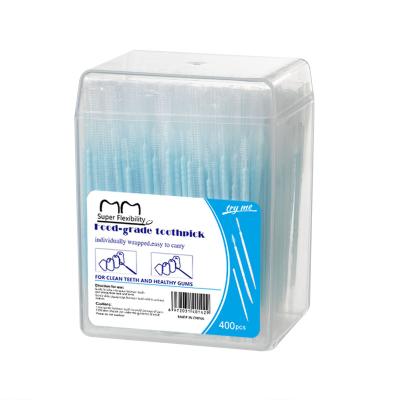 China 400 Picks Disposable Individual Pack Plastic Toothpick Brush Interdental Production With Mint Logo In Low Price for sale