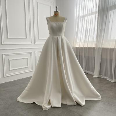 China New Collection Noble Anti-static Square Neck Cathedral Church Bride Mikado Ball Gown Bridal Wedding Dress 2022 for sale