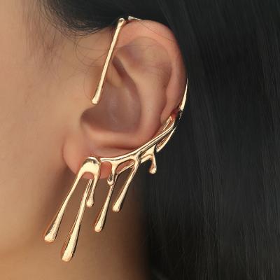 China TRENDY Ear Wires Cuff Type Non Piercing Skeleton Flow Lava Earrings America Hot Selling Ear Jewelry For Women for sale