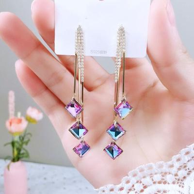 China TRENDY Fashion Ear Drop Earrings Elegant Rhinestone Star Dangle Long Tassels Earring For Women Alloy Earrings Wedding Jewelry for sale