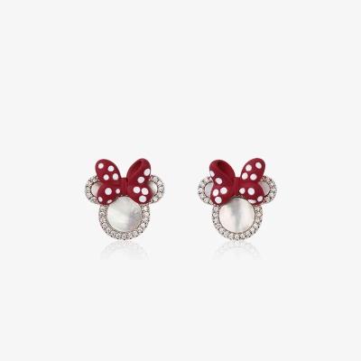 China Small Hot Fashionable High Quality Fashion Jewelry Stud Earrings MOQ Lovely Mickey Red Cartoon Mouse Cute For Girl for sale