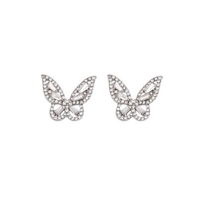 China New Vintage Fashion Korean Butterfly Rhinestone Punk Earrings For Women Girl Cute Zircon Stud Earrings Kpop Jewelry 2020 Wholesale for sale