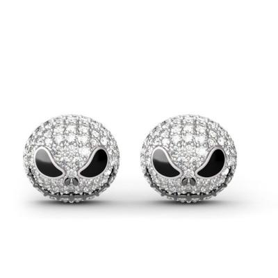 China Nightmare Jack Circle Crystal Gothic Party Earring Trend Front Women's Skull Stud Earrings Christmas Cartoon Jewelry for sale