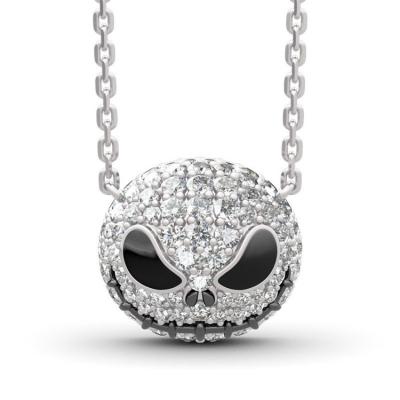 China Fast Delivery Nightmare Before Christmas Skull Chokers Necklace Women Crystal Jewelry Pumpkin Jack Enamel Chain Punk Necklace for sale