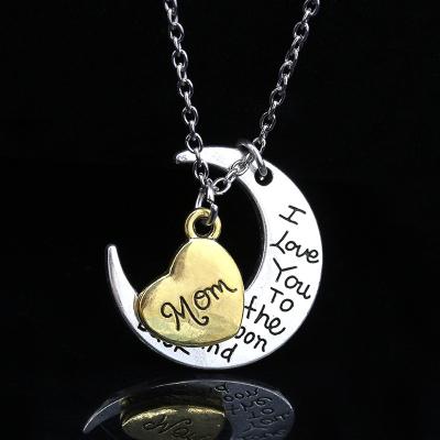 China TRENDY Heart Necklace Pendant Jewelry I Love You To The Moon Alloy Mom Custom Necklaces For Women Mother's Day Gift Fashion Necklace for sale