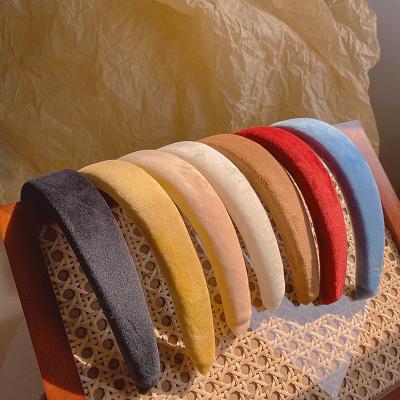 China Other Satin Padded Headbands For Women Solid Color Thick Hair Hoop Girls Mop Non-slip Headbands Hair Accessories for sale