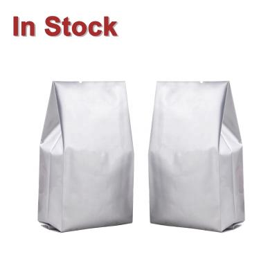 China Moisture proof in stock and custom heat seal silver side aluminum foil gusset food packaging bags for sale