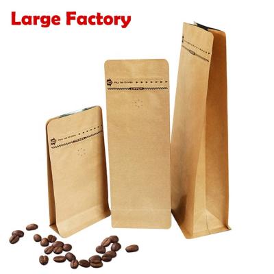 China Recyclable Custom Sizes Doypack Flat Bottom Coffee Food Packaging Kraft Paper Ziplock Bag With Valve for sale