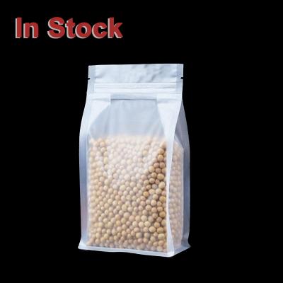 China Flat Bottom Resealable Zipper Recyclable Frosted Plastic Bags For Food Packaging In Stock for sale