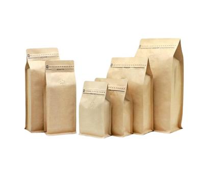 China Recyclable Hot Sale Aluminum Foil Kraft Coffee Bag Side Gusset Flat Bottom Packaging Bags for sale