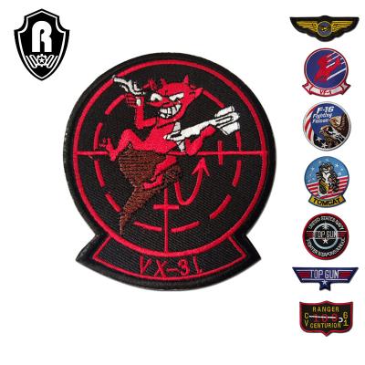 China Fluorescence Flight Test MAVERICK Ranger Tactical Patches 3D Embroidery USA Common Top Gun Hook And Loop for sale