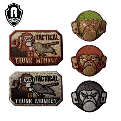 China Fluorescence Fashion Thanks Monkey Embroidered Velcro Patch for Backpack or Apparel Badge Armband Hook and Loop for sale