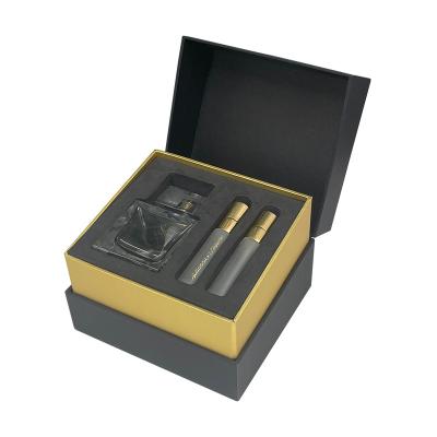 China Recycled Materials Customized Product Packaging Small Black Box Packaging , Essential Oil Perfume Gift Box for sale