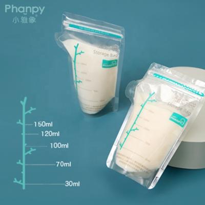 China 100% Phanpy Eco-friendly Stand Up Zipper Mother Breastmilk Storage Bag Small Breastmilk Cooler Bags 150ml for sale