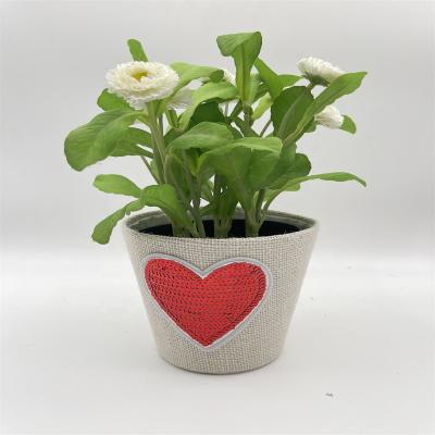 China CLASSIC Valentine's Day Lovely indoor decorative Jute flower pots  Fabric Handmade Burlap plant pots WY18-303 for sale