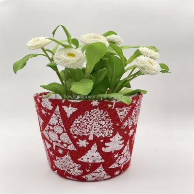 China CLASSIC Christmas Hot Sell  Fabric  Jute  Burlap  Pots Plant  Holder Flower Pot Cover WY21-77 for sale