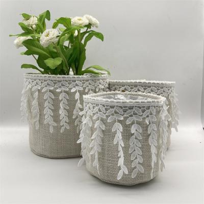 China CLASSIC New style  Macrame Indoor Decorative Flower pots Jute Plant pots Burlap bag WY22-113 for sale