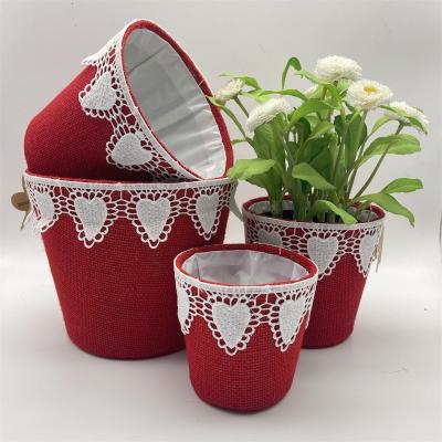 China CLASSIC New style  Macrame Indoor Decorative Flower pots Jute Plant pots Burlap bag WY22-70 for sale