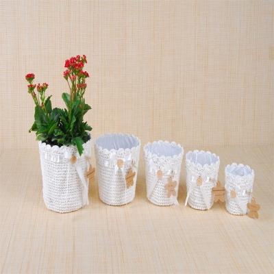 China CLASSIC New Style  Paper Crotchet  woven  Indoor  Home Decoration Plant Flower Pot Cover WY11-203 WY15-43 for sale