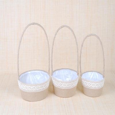 China CLASSIC Wedding Indoor Decoration Jute Burlap Flower Basket WY18-107 for sale