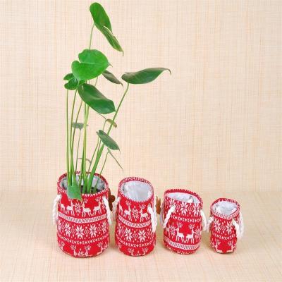 China CLASSIC Christmas Hot Sell  Fabric  With Handle Plant  Holder Flower Pot Cover WY16-33 for sale