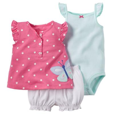 China High Quality Breathable RTS 3pk Summer Baby Clothes Girl Dress Up Set for sale