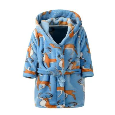 China Breathable RTS Cartoon Kids Flannel Fleece Pajamas Cute Unisex Animal Animal Bathrobe Custom Logo Design for sale