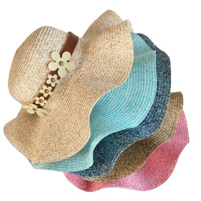 China Custom Made Summer Beach Women Straw Hat Cheap Foldable Hat Striped Large for sale