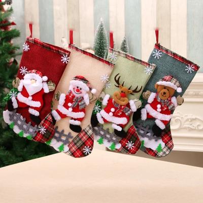 China Carnival Gift Box Printing Christmas Candy Gift Bag Chimney Christmas Tree Decoration Christmas Stockings Bangs With Snowman New Year for sale