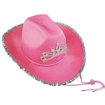 China Eco-friendly Hot Selling Birthday New Year Night Out For Kids Glitter Hat Party Custom Cowboy Hat for sale