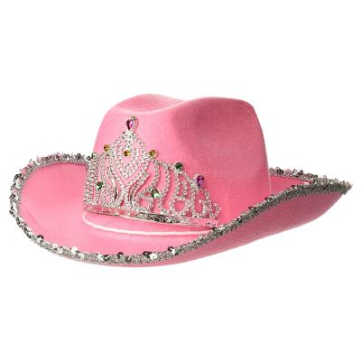 China Eco-Friendly Simple New Design Birthday New Year Blink Tiara With Crown Cowboy Hat for sale