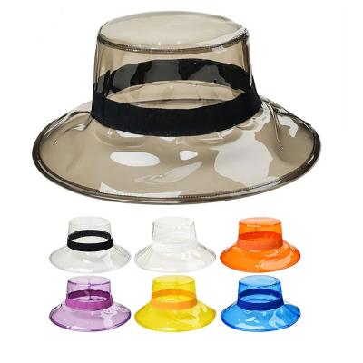 China Big Fedora Hat Plastic Hats Waterproof Sea Beach Sun Visor Dye Leopard Women PVC Buckets Girls Solid Casual Eco-friendly Hat for sale