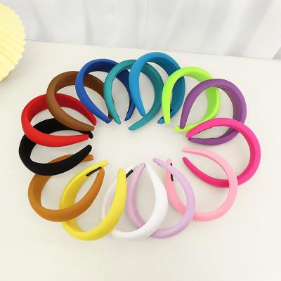 China Wholesale Plain Simple Headband Hair Decoration Girls Solid Color Sponge Wide Headband for sale