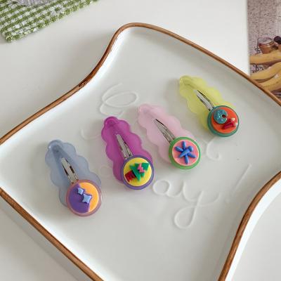 China Sweet Colorful Hair Accessories Picture Resin Cloud Hair Snap Clip For Girls Kids for sale