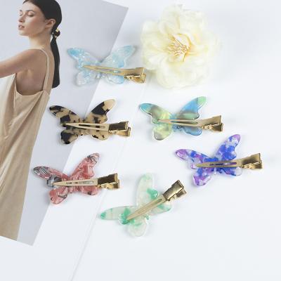 China Hair Accessories Vintage Hair Accessories Acetate Butterfly No Bend Hair Clips For Makeup for sale