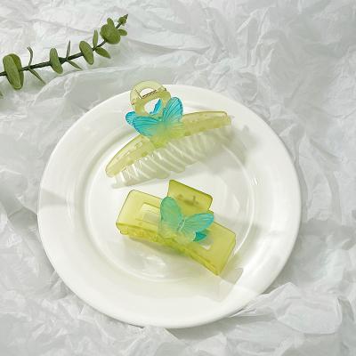 China 2023 New Design Women Hair Decoration Big Green Butterfly Hair Claw for sale