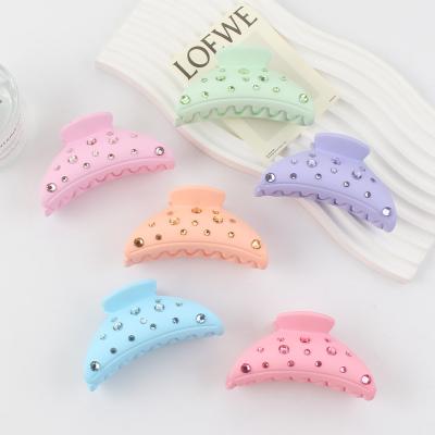 China New Women Hair Decoration Candy Color Medium Crystal And Plastic Rhinestone Hair Claw for sale