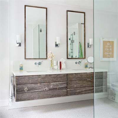 China Good Price Modern Teak Color PVC Wooden Bathroom Vanity Cabinet for sale