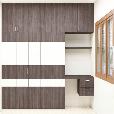 China Contemporary Double Color Door Panel Modern Design Bedroom Furniture Wardrobe Solid Wood Wardrobe for sale