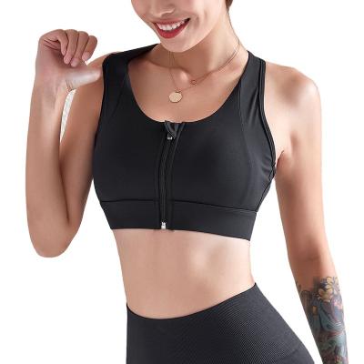 China Breathable yoga bra women plus size tank yoga bra tops for wearing fitness front zipper yoga sports bra for sale