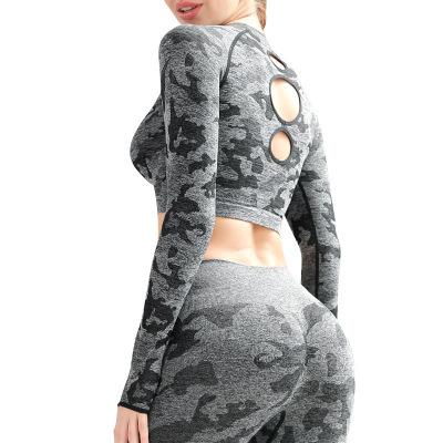 China Custom Logo New Breathable Nylon Spandex Yoga Suit Fitness Yoga Sports Bra Hollow Out Sexy Yoga Bra Top Long Sleeve Underwear for sale