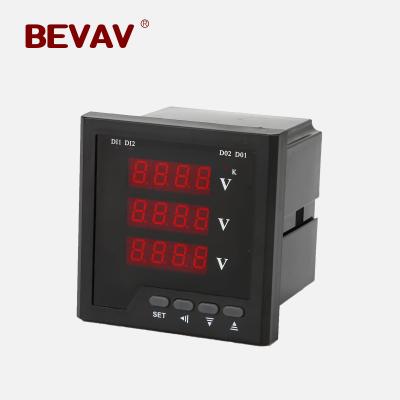 China 72*72mm Three Phase Voltage Meter , LED Display Multifunction Digital Panel Meter XD72-3A for sale